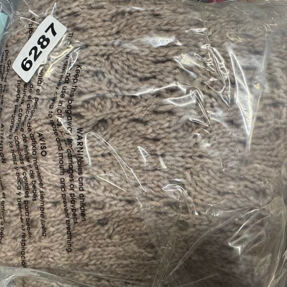 American Eagle Women's Wool Blend Open Crochet Knit Sweater Lt Brown Extra Small - Picture 9 of 9